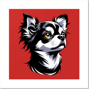 Stunning and Cool Chihuahua Monochrome and Gold Portrait for Father's Day Posters and Art